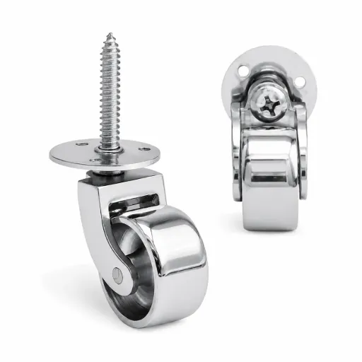 [L-C-CPS32-CHROME] Brass Castor (Plate & Screw) - Chrome